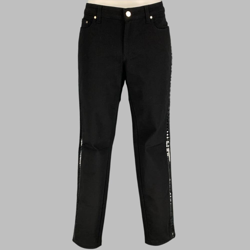 VERSACE COLLECTION Size 24 Black Cotton Blend Studded Skinny Jeans